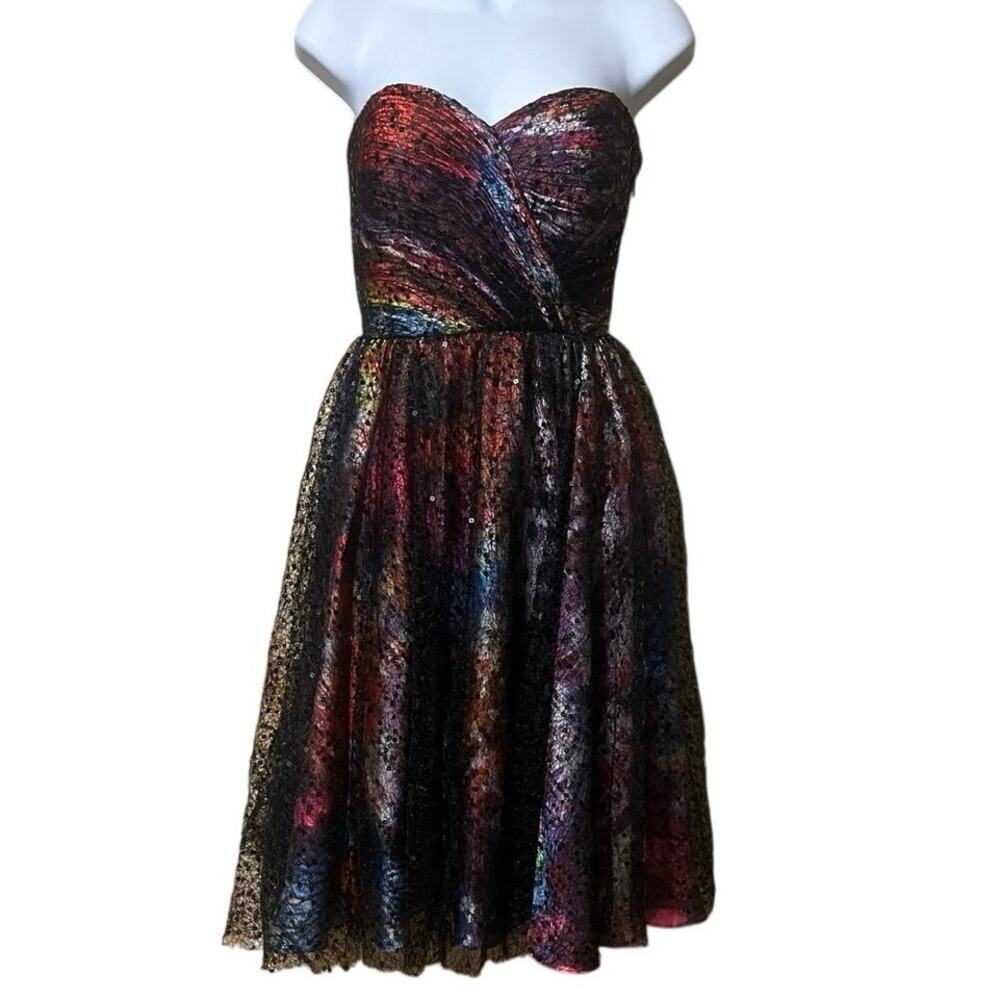 Adolfo Dominguez Costura Strapless Lace Sequin Cocktail Dress 38 4 Whimsigoth